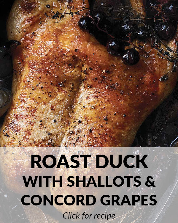 Roast Duck with Shallots and Concord Grapes